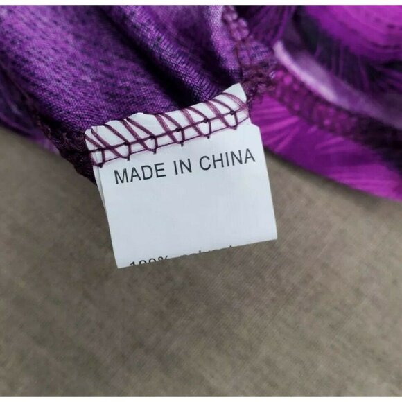 Rare Vintage Kai Hao XXL Purple Floral Glitter Foil Short Sleeve Women Shirt - Picture 9 of 10